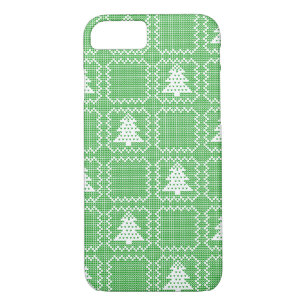 Cozy Christmas tree ugly sweater chequered pattern Case-Mate iPhone Case