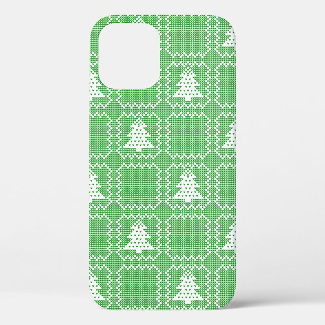 Cozy Christmas tree ugly sweater chequered pattern Case-Mate iPhone Case (Back)