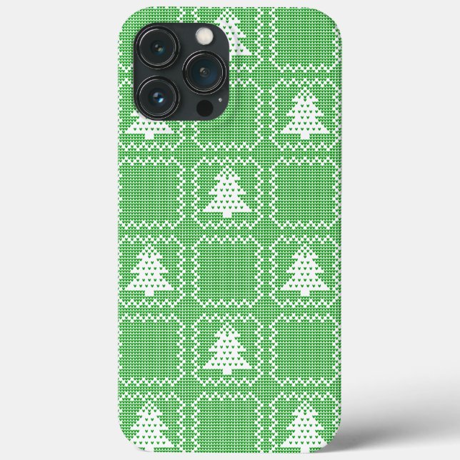 Cozy Christmas tree ugly sweater chequered pattern Case-Mate iPhone Case (Back)