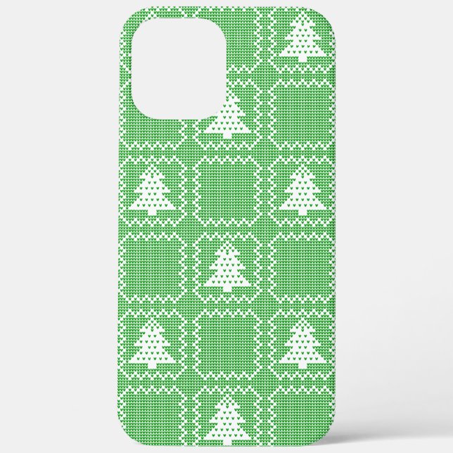 Cozy Christmas tree ugly sweater chequered pattern Case-Mate iPhone Case (Back)