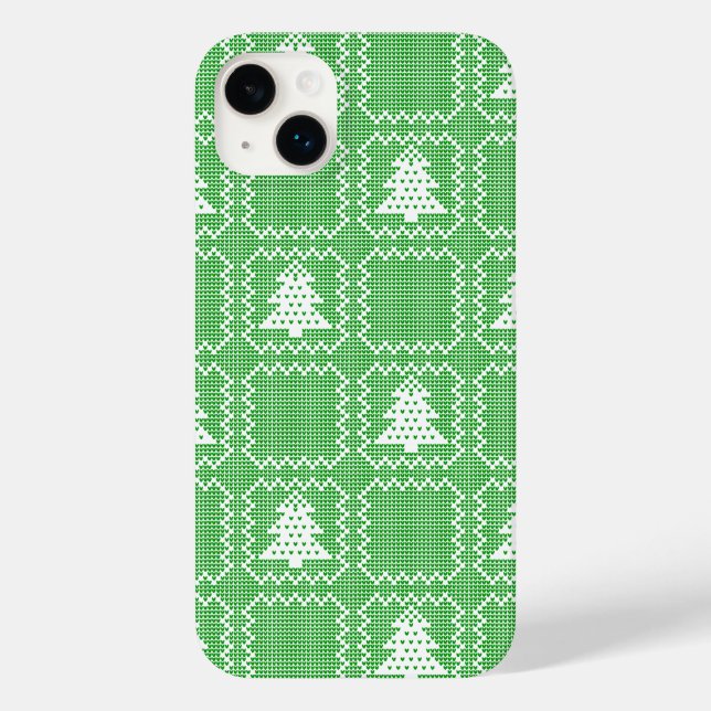Cozy Christmas tree ugly sweater chequered pattern Case-Mate iPhone Case (Back)