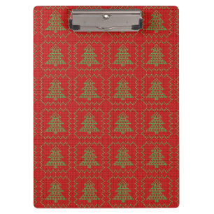 Cozy Christmas tree ugly sweater chequered pattern Clipboard