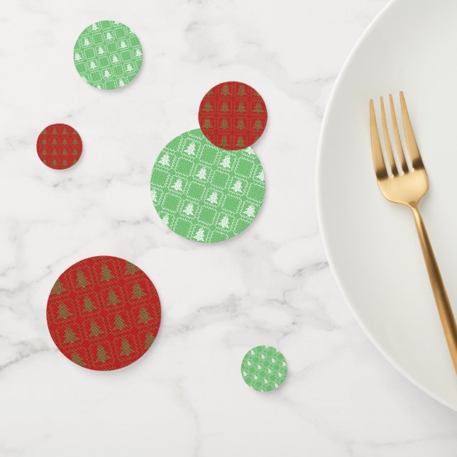 Cozy Christmas tree ugly sweater chequered pattern Confetti (Group)