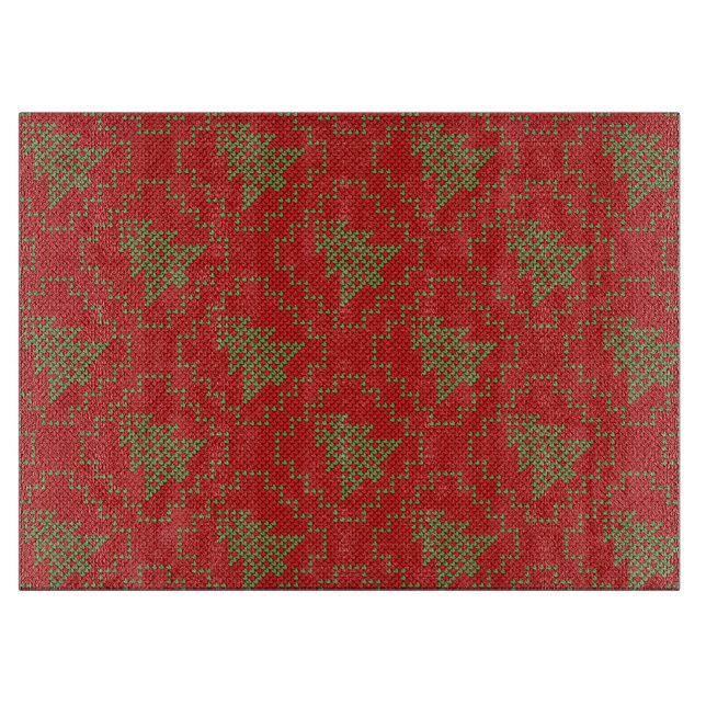 Cozy Christmas tree ugly sweater chequered pattern Cutting Board (Front)