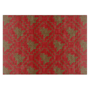Cozy Christmas tree ugly sweater chequered pattern Cutting Board