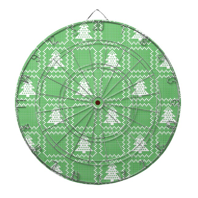 Cozy Christmas tree ugly sweater chequered pattern Dartboard (Front)