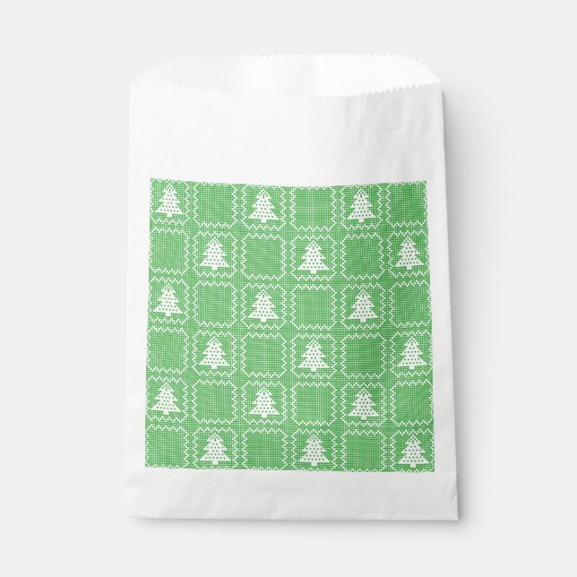 Cozy Christmas tree ugly sweater chequered pattern Favour Bag (Front)