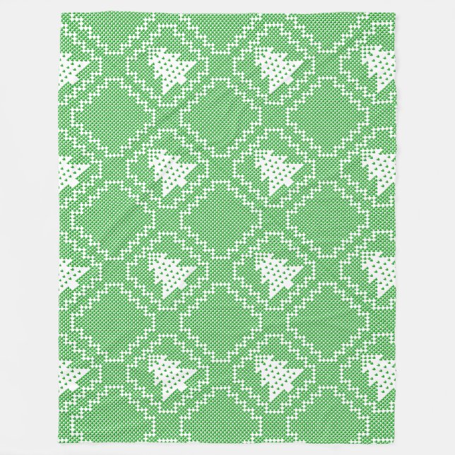 Cozy Christmas tree ugly sweater chequered pattern Fleece Blanket (Front)