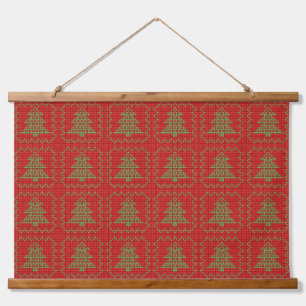 Cozy Christmas tree ugly sweater chequered pattern Hanging Tapestry