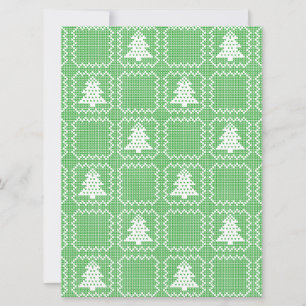 Cozy Christmas tree ugly sweater chequered pattern Holiday Card