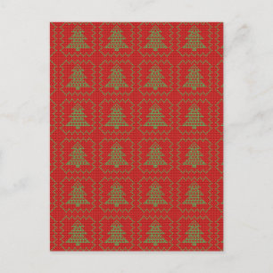 Cozy Christmas tree ugly sweater chequered pattern Holiday Postcard