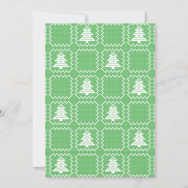 Cozy Christmas tree ugly sweater chequered pattern Invitation (Front)