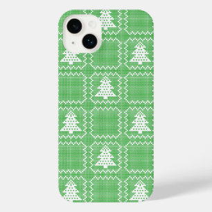 Cozy Christmas tree ugly sweater chequered pattern iPhone 14 Plus Case