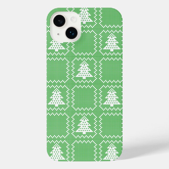 Cozy Christmas tree ugly sweater chequered pattern iPhone Case (Back)