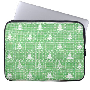 Cozy Christmas tree ugly sweater chequered pattern Laptop Sleeve