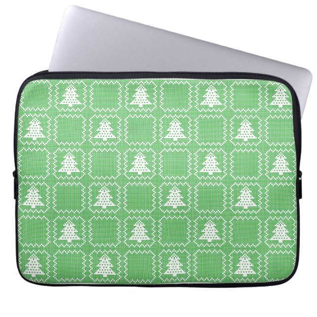 Cozy Christmas tree ugly sweater chequered pattern Laptop Sleeve (Front)