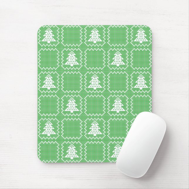 Cozy Christmas tree ugly sweater chequered pattern Mouse Pad (With Mouse)