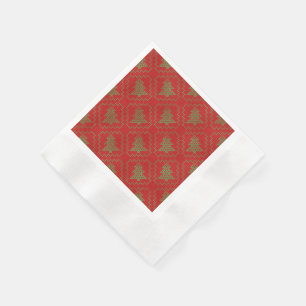 Cozy Christmas tree ugly sweater chequered pattern Napkin