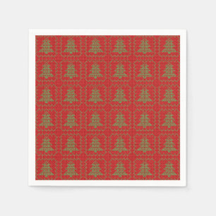 Cozy Christmas tree ugly sweater chequered pattern Napkin