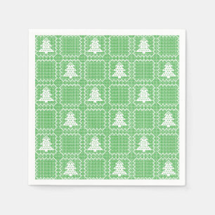 Cozy Christmas tree ugly sweater chequered pattern Napkin