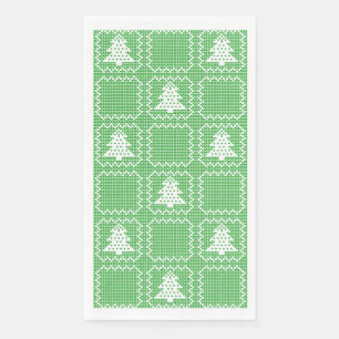 Cozy Christmas tree ugly sweater chequered pattern Napkin