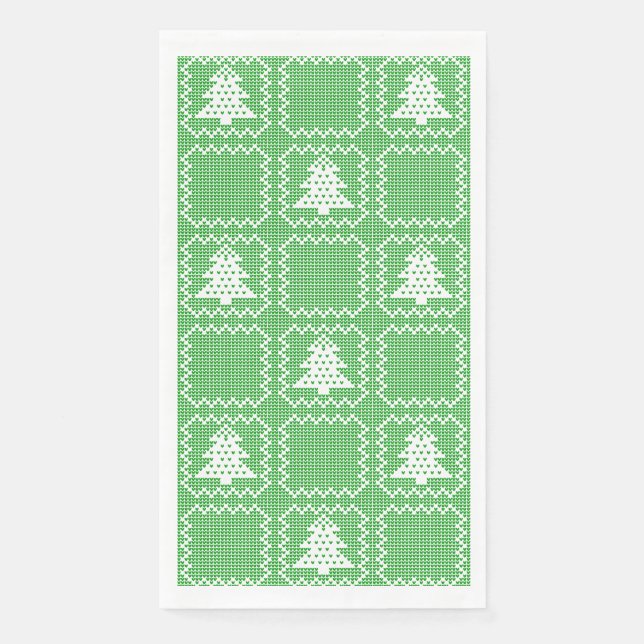 Cozy Christmas tree ugly sweater chequered pattern Napkin (Front)