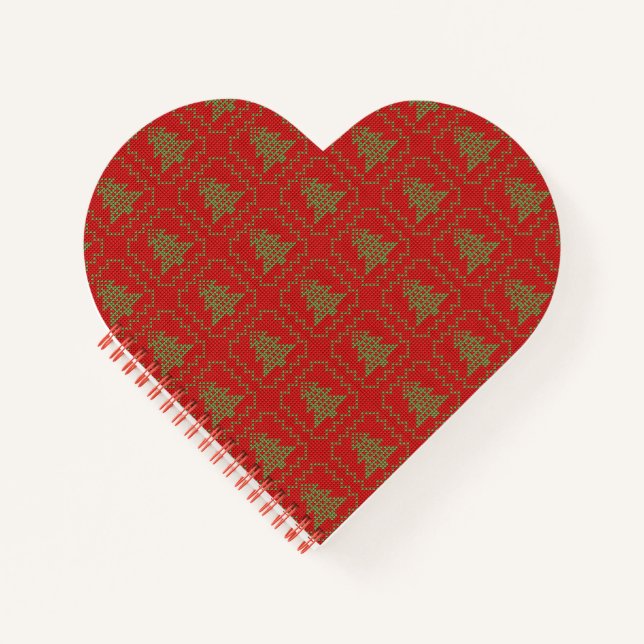 Cozy Christmas tree ugly sweater chequered pattern Notebook (Front)