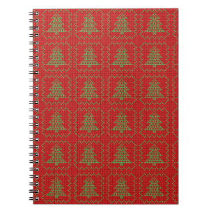 Cozy Christmas tree ugly sweater chequered pattern Notebook