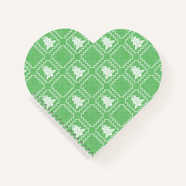Cozy Christmas tree ugly sweater chequered pattern Notebook (Front)