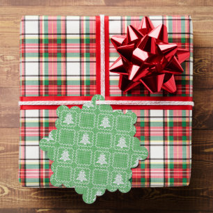 Cozy Christmas tree ugly sweater chequered pattern Ornament Card