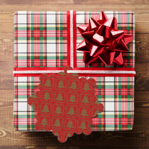 Cozy Christmas tree ugly sweater chequered pattern Ornament Card