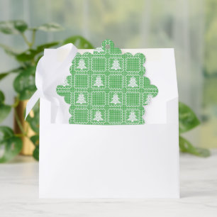 Cozy Christmas tree ugly sweater chequered pattern Ornament Card