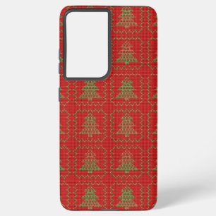 Cozy Christmas tree ugly sweater chequered pattern Samsung Galaxy Case