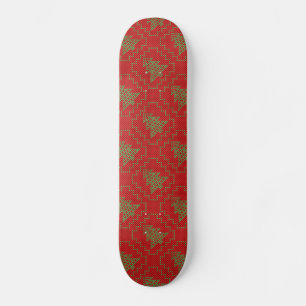 Cozy Christmas tree ugly sweater chequered pattern Skateboard