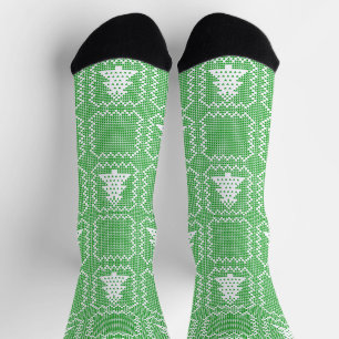 Cozy Christmas tree ugly sweater chequered pattern Socks