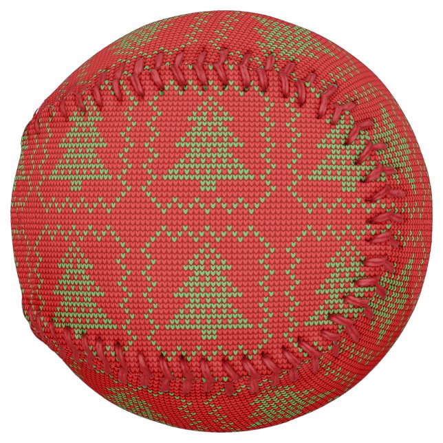 Cozy Christmas tree ugly sweater chequered pattern Softball (Front Right)