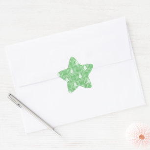 Cozy Christmas tree ugly sweater chequered pattern Star Sticker