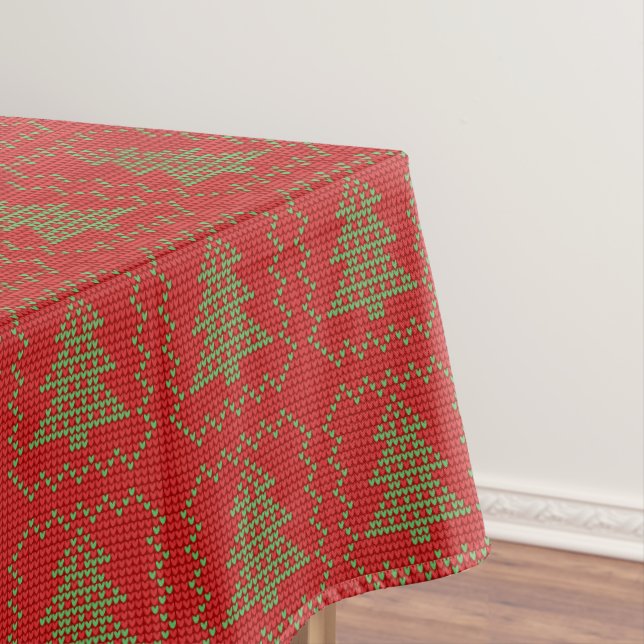 Cozy Christmas tree ugly sweater chequered pattern Tablecloth (In Situ)