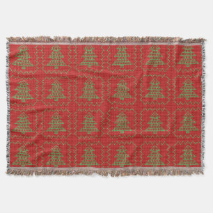 Cozy Christmas tree ugly sweater chequered pattern Throw Blanket