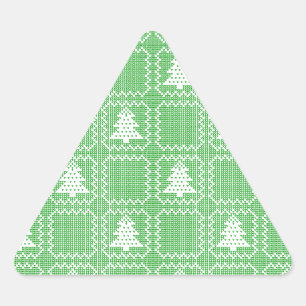 Cozy Christmas tree ugly sweater chequered pattern Triangle Sticker