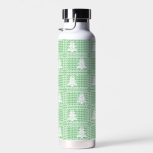 Cozy Christmas tree ugly sweater chequered pattern Water Bottle