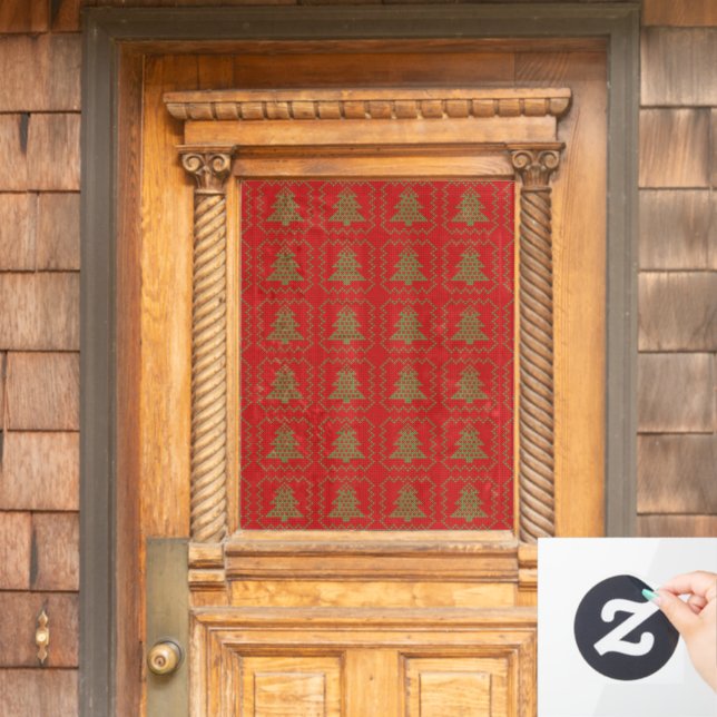 Cozy Christmas tree ugly sweater chequered pattern Window Cling (Home Door)