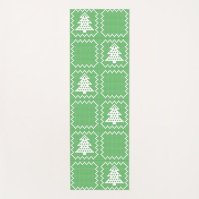 Cozy Christmas tree ugly sweater chequered pattern Yoga Mat (Front)