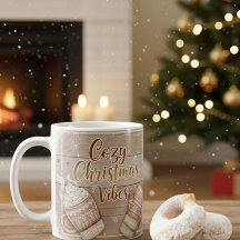 Cozy Christmas Vibes Mug | Rustic Winter Cabin Coc
