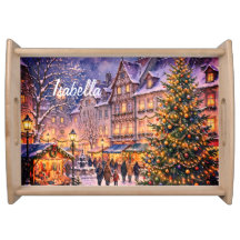 Cozy Christmas Village Lights - Custom Name Servin