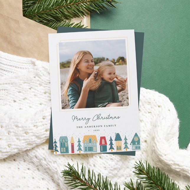 Cozy Christmas Village Photo Holiday Card (Creator Uploaded)