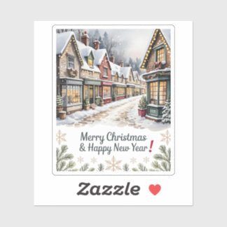 Cozy Christmas Village Shop Fronts Snowy Holiday