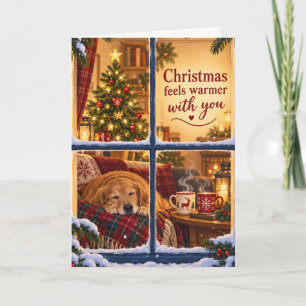 Cozy Christmas Window Dog and Tree Card