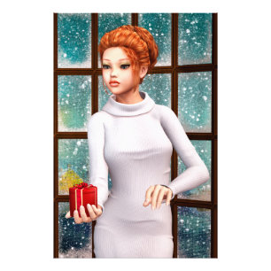 Cozy Christmas Window Portrait Art Photo Print