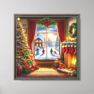 Cozy Christmas Window Scene Canvas Print